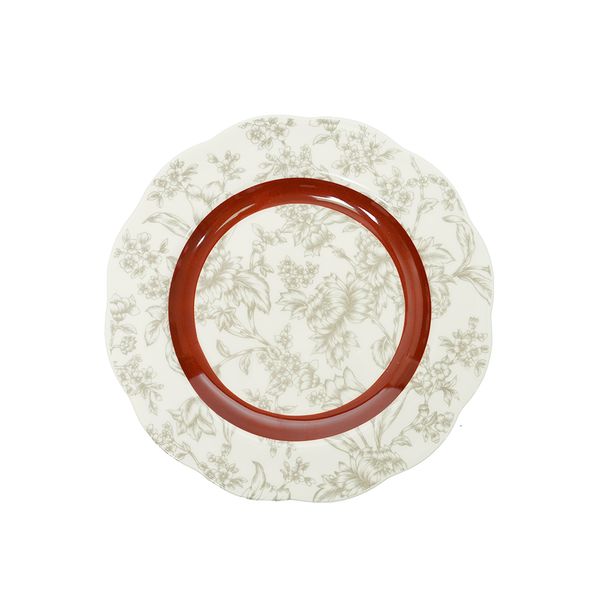 Plato Navideño Hojas 22 cm Rojo