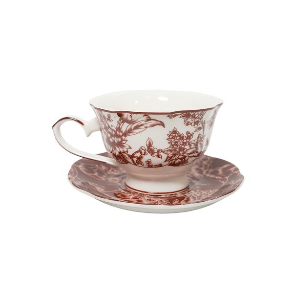 Taza Navideña Hojas Borgoña