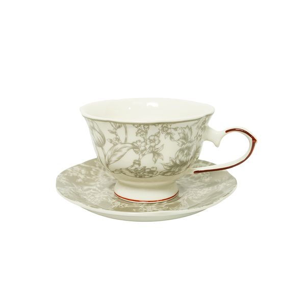 Taza Navideña Hojas Gris