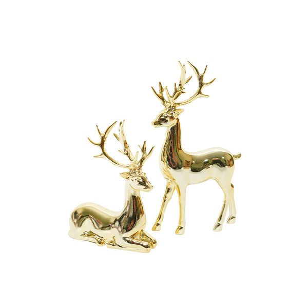 Set de 2 Adornos Navideños Reno Dorado