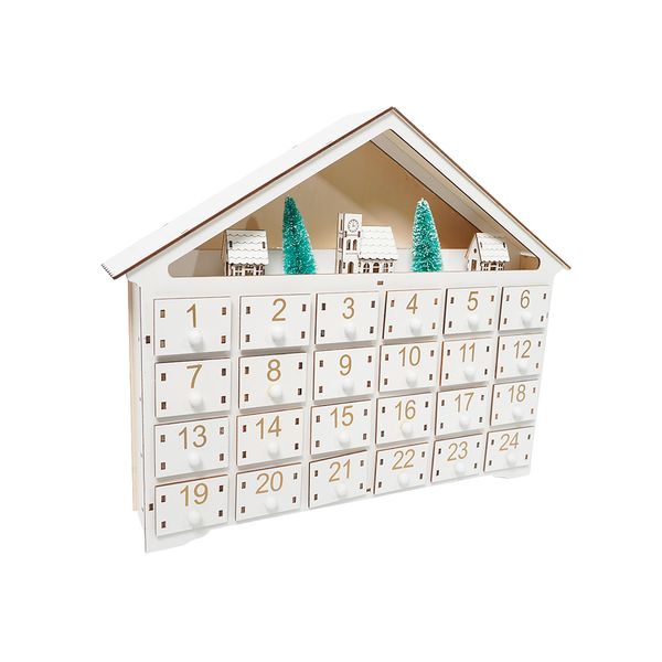Calendario Adviento Casa Arbolito 41 cm Blanco