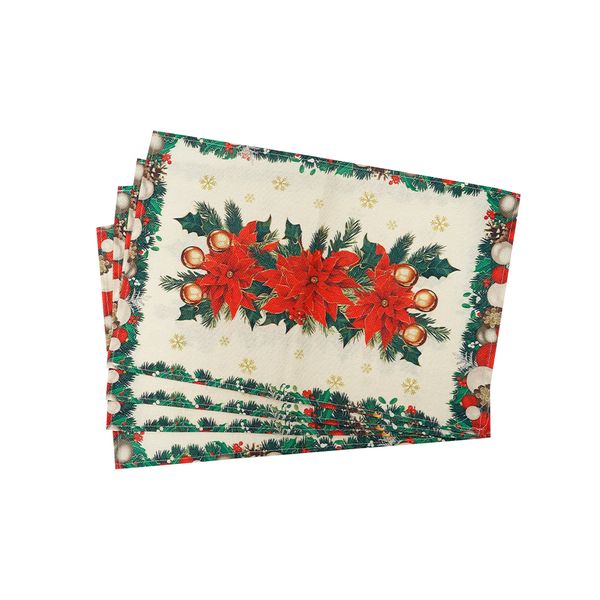 Individuales Lux Flores 45 x 30 4 Piezas Rojo