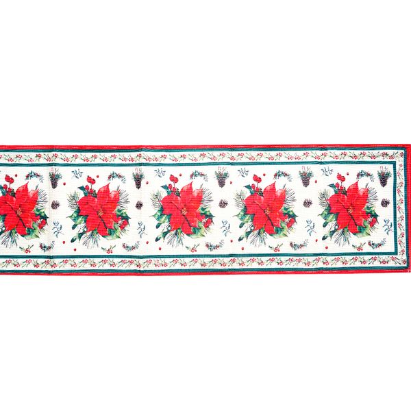 Camino de Mesa Lux Flores 33 x 180 cm Rojo