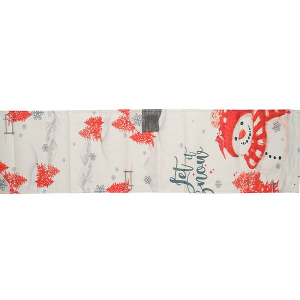Camino de Mesa Muñeco de Nieve 33 x 180 cm Rojo/Blanco