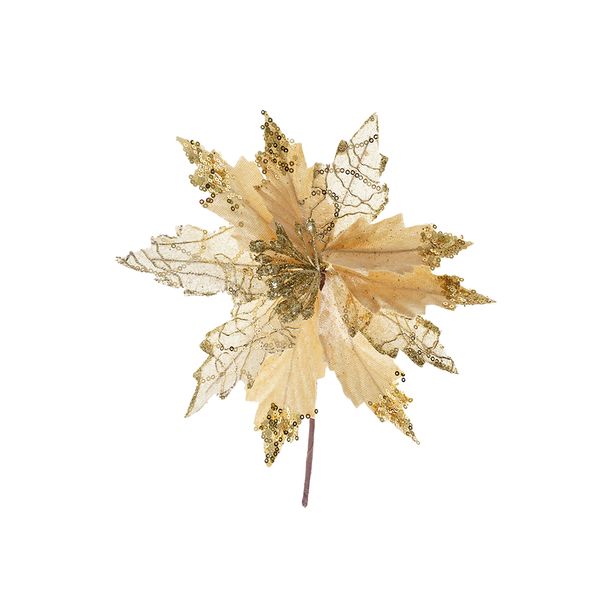 Set de 3 Adornos para Árbol Flor Enc 20 x 25 cm Dorado