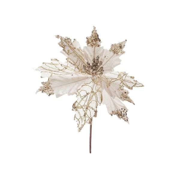 Set de 3 Adornos para Árbol Flor Navi 20 x 25 cm Beige