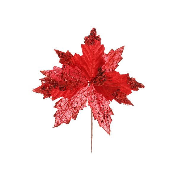 Set de 3 Adornos para Árbol Flor Roja 20 x 25 cm Vino