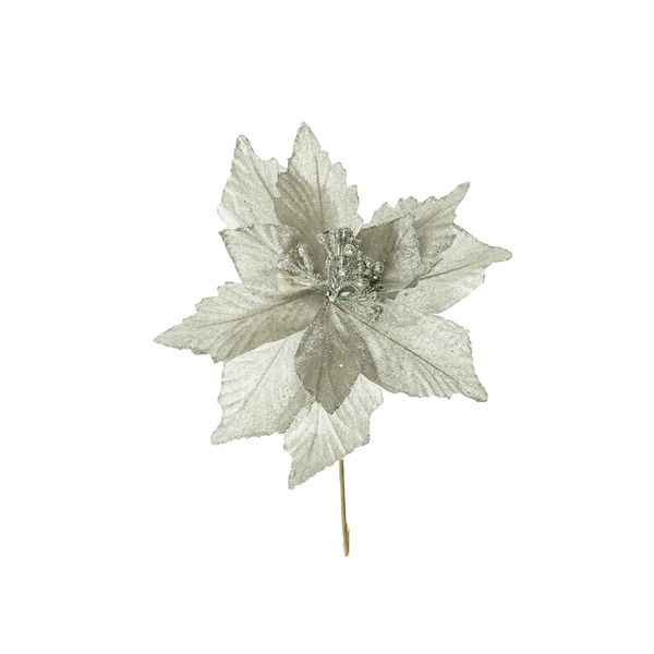 Set de 3 Adornos para Árbol Flor Re 28 cm Plateado