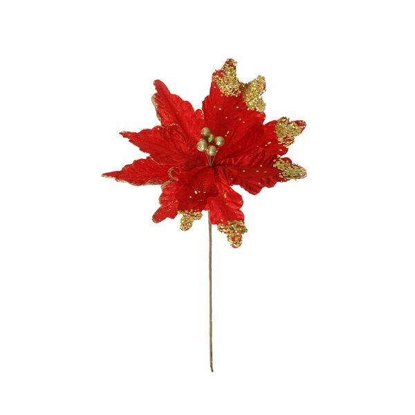 Set de 3 Adornos para Árbol Flor Puntas 32 cm Rojo