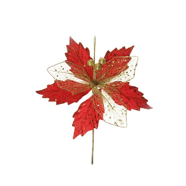 Set de 3 Adornos para Árbol Estrella Oto 22 cm Rojo