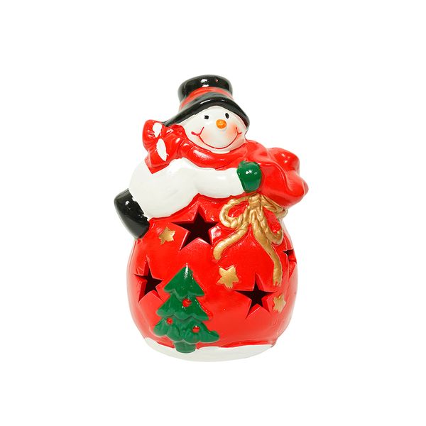 Adorno Navideño LED Muñe de Nieve 8.3 x 7.2 x 12.3 cm Rojo