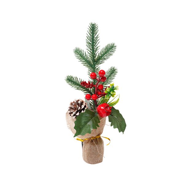 Árbol Mini Rustico 29 cm  Verde/Rojo