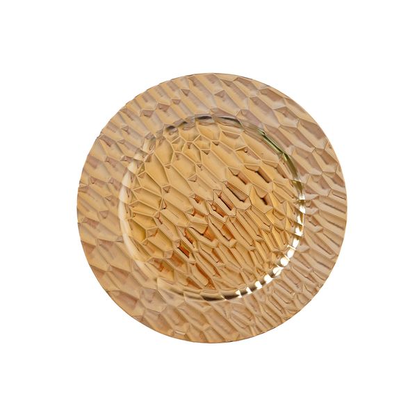 Plato Navideño de Sitio Metal Rustico 33 cm Dorado