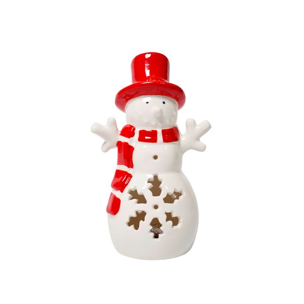 Adorno Navideño Muñeco de Nieve 9.2 x 6.8 x 15.8 cm Rojo/Blanco