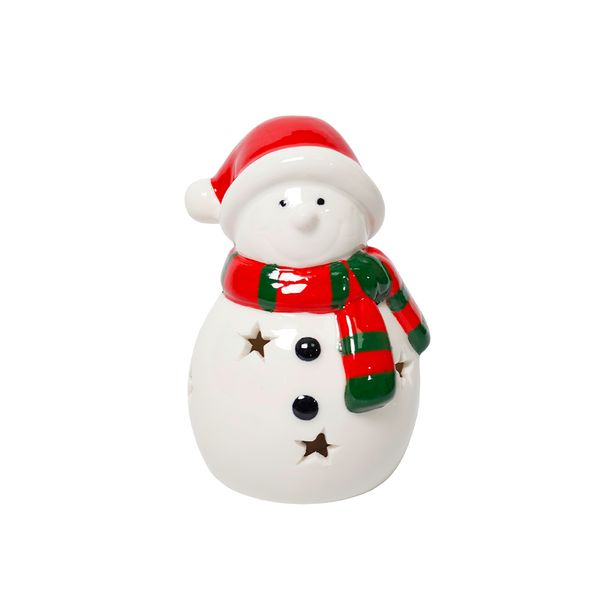 Adorno Navideño Muñeco de Nieve 7.8 x 7.2 x 11 cm Rojo/ Verde