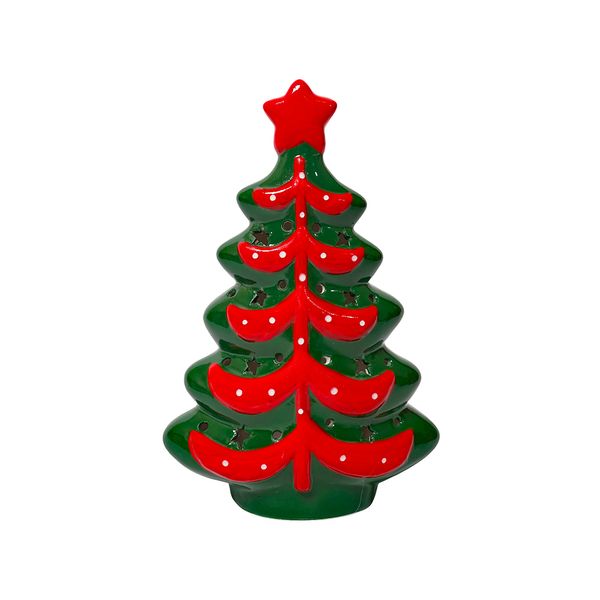 Adorno Navideño Pino 12 x 5.5 x 15.7 cm Rojo/ Verde