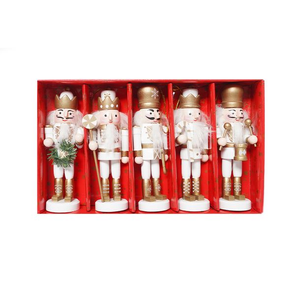 Set de 5 Cascanueces 12.5 cm  Blanco/Dorado