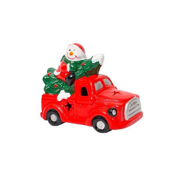 Adorno Navideño Nieve Carro 9.8 x 5 x 7.5 cm Rojo