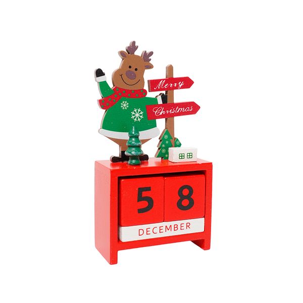 Adorno Navideño Calendario Reno 7.2 x 14 x 3.5 cm Rojo