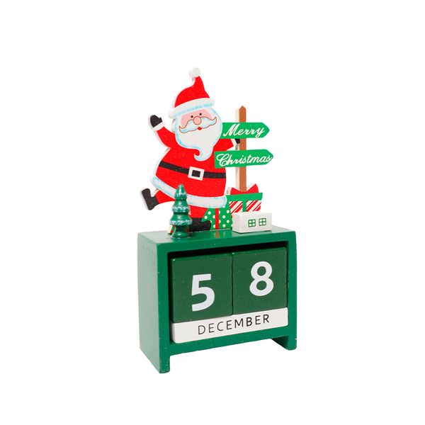 Adorno Calendario Santa 7.2 x 14 x 3.5 cm Verde
