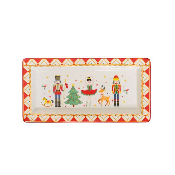 Bandeja Cascanueces 26 x 13.42 x 7 cm Blanco/Dorado