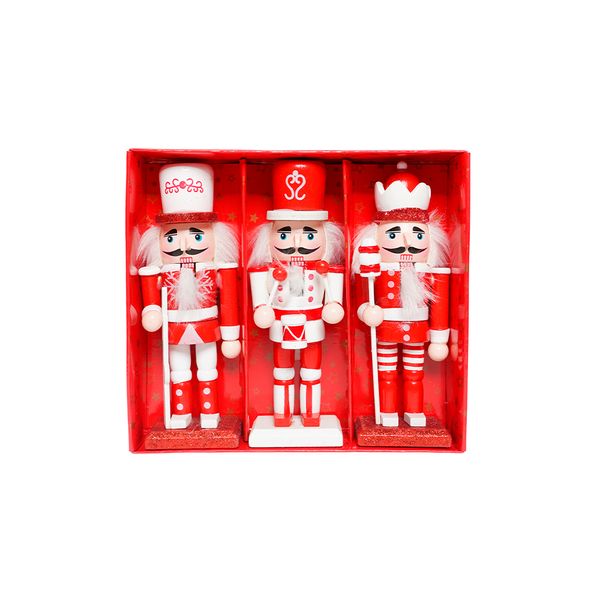 Set de 3 Cascanueces 15 cm Rojo/Blanco