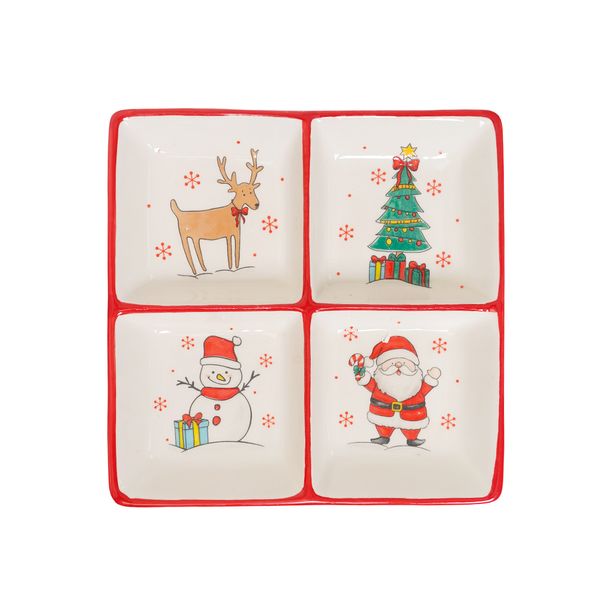 Plato Papá Noel 25 x 21 x 2.5 cm Rojo Verde