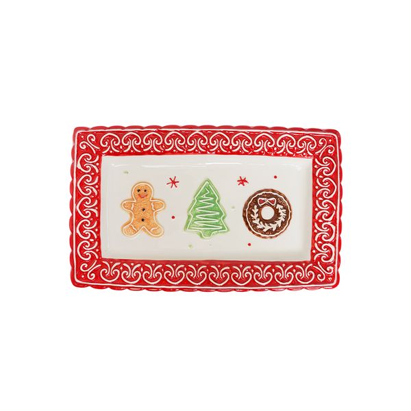 Bandeja Navideña Galleta de Jengibre 26.3 x 16.3 x 2.5 cm Rojo Blanco