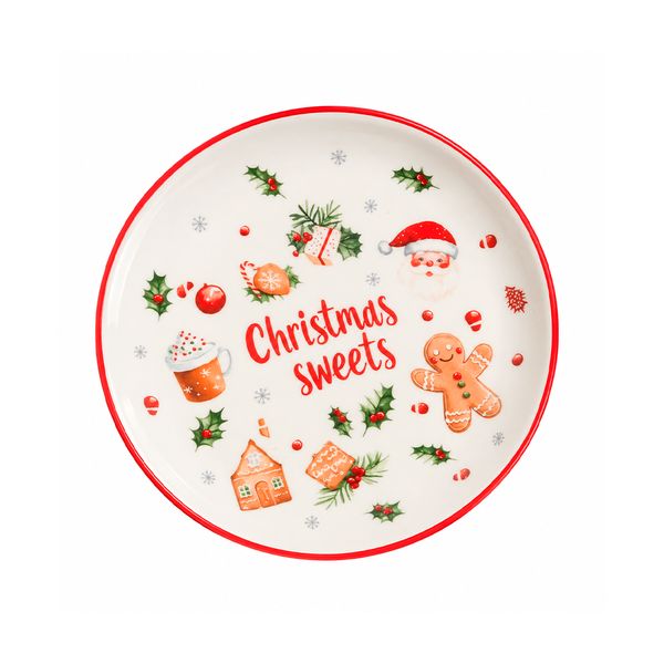 Plato Navideño Cristmas Sweets 21.3 x 21.3 x 2.3 cm Rojo Blanco