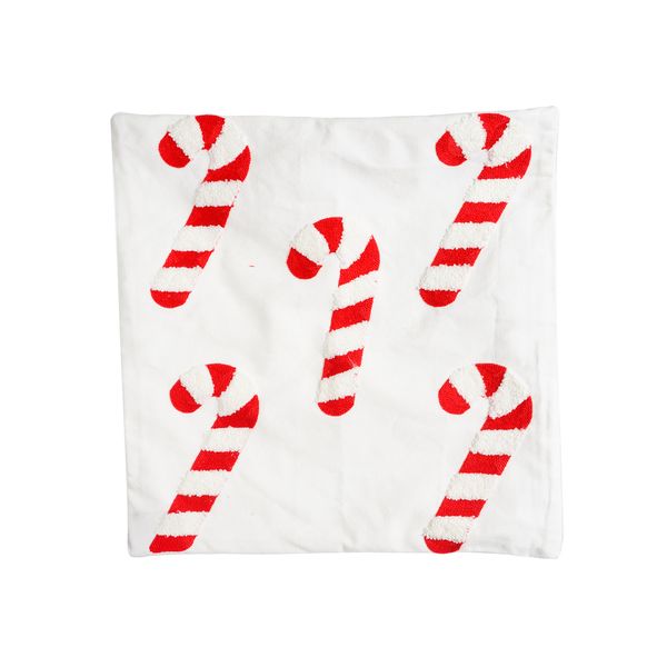 Funda para Cojín Bastones de Caramelo 45 x 45 cm Crema
