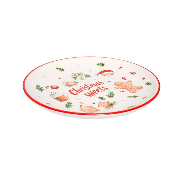 Plato Navideño Cristmas Sweets 21.3 x 21.3 x 2.3 cm Rojo Blanco