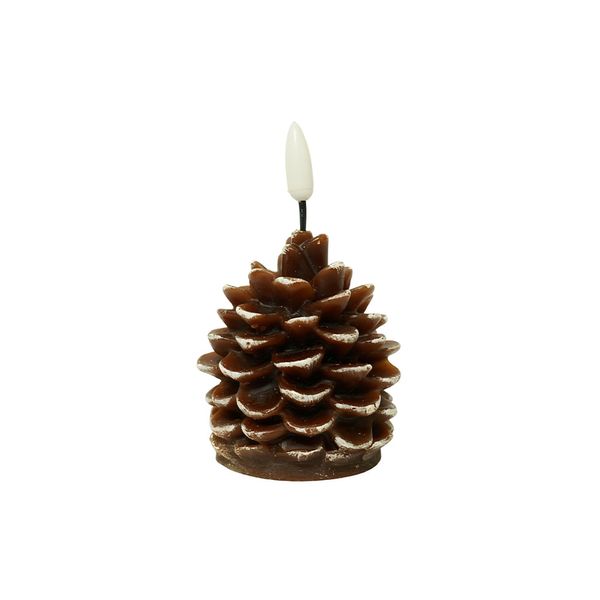 Vela Navideña LED Piña Nieve 5 x 9 cm Marron