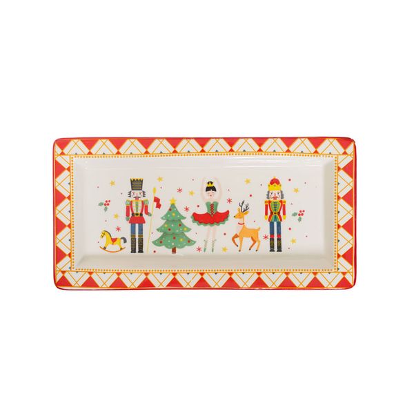 Bandeja Cascanueces 26 x 13.42 x 7 cm Blanco/Dorado