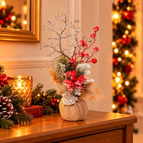 Árbol Mini Piña 32 cm Blanco/Rojo