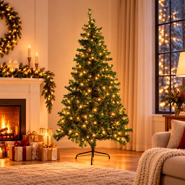 NAVIDAD ARBOL C/LUCES LED CALIDO 210 CM VERDE (HY02)