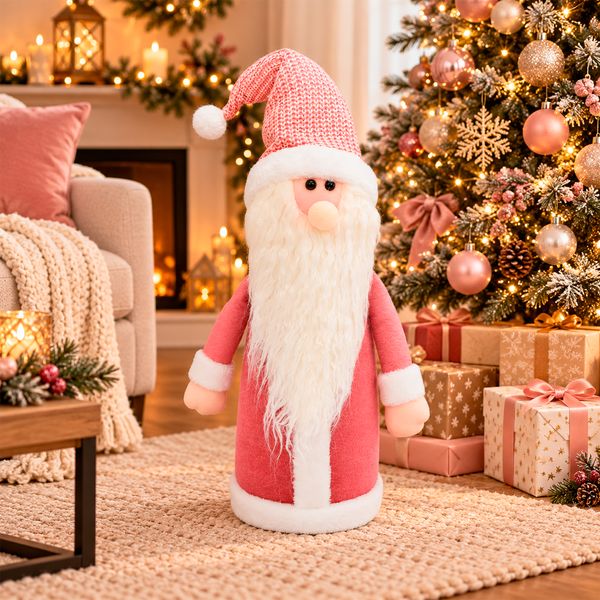 NAVIDAD MUÑECO SANTA BATA 18X22X60CM ROSADO (YH99031)